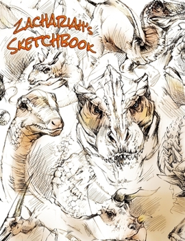 Paperback Zachariah's Sketchbook: This Personalized Sketchbook with Name Features a Cool Dinosaur Theme and 100 Pages for Doodling, Drawing and Sketchin Book