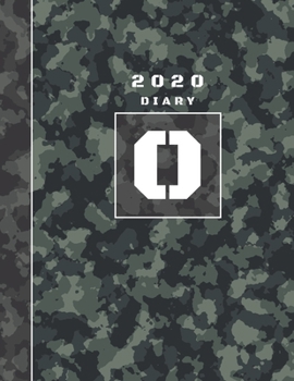 Personalised 2020 Diary Week To View Planner: A4  Letter O Block Green And Black Camo Camouflage Organiser And Planner For The Year Ahead, School, Business, Office, Work, University