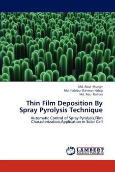 Paperback Thin Film Deposition by Spray Pyrolysis Technique Book