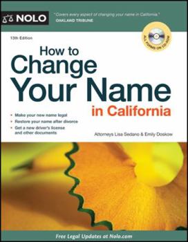 Paperback How to Change Your Name in California [With CDROM] Book