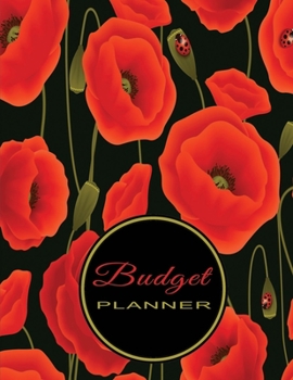 Budget Planner: Expense Tracker Planner – Non-Dated Simple Household or Personal Budgeting Sheets – Seamless Poppies Black