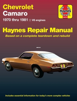 Paperback Chevrolet Camero V8 Repair Manual: 1970 Thru 1981 Book