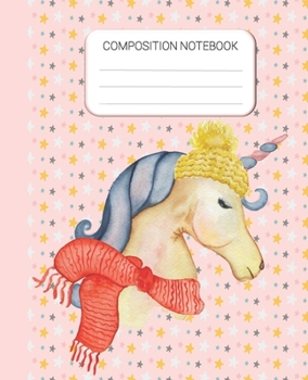 Composition Notebook: Winter Holiday Unicorn Wide Ruled Notebook, School Notebook, Unicorn Notebook Journal, 7.5 x 9.25 Inches Home School Notebook, Writing Notebook Gift for Kids, Students, Teens
