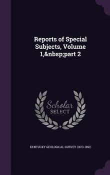 Hardcover Reports of Special Subjects, Volume 1, Part 2 Book