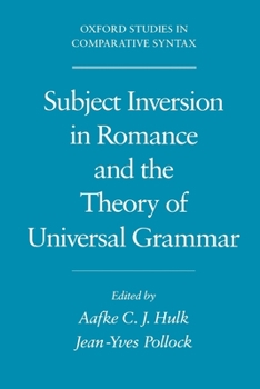 Paperback Subject Inversion in Romance and the Theory of Universal Grammar Book