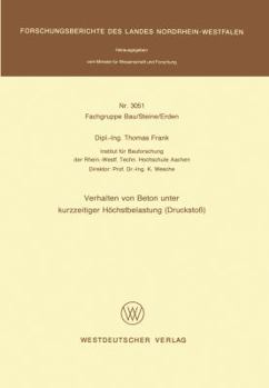 Paperback Verhalten Von Beton Unter Kurzzeitiger Höchstbelastung (Druckstoß) [German] Book