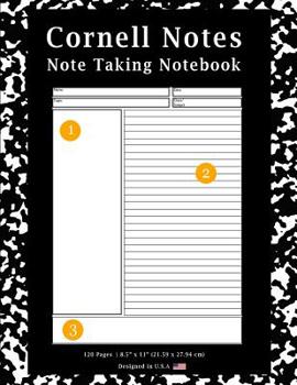 Paperback Cornell Notes Note Taking Notebook: School Marble Black -Note Taking With Cornell Notes System, Notebook For Home, Office & School [Classic] Book