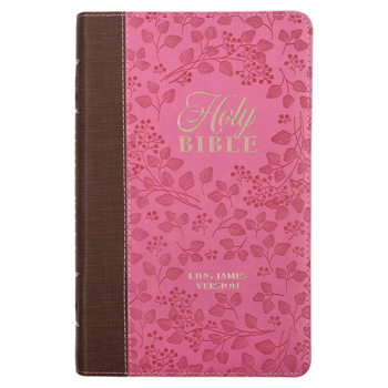 Imitation Leather KJV Bible Giant Print Standard-Size (Faux Leather, Brown/Pink Berry) Book