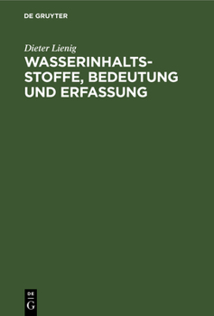 Hardcover Wasserinhaltsstoffe, Bedeutung Und Erfassung [German] Book