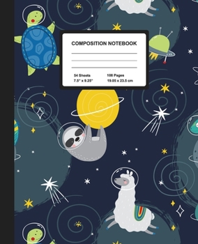 Composition Notebook: Animals in Space | Wide Ruled Paper Journal | Blank Lined Workbook for Teens Kids Students Girls, for Home School & Writing Notes
