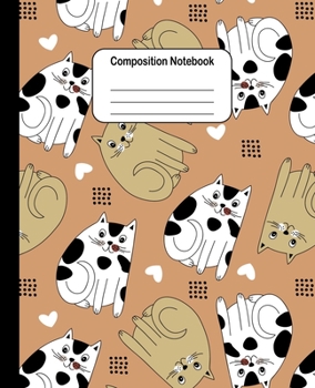 Paperback Composition Notebook - Brown and White Cats: College Ruled Blank Lined Cute Notebooks for Girls Women Teens Kids School Writing Notes Journal (7.5 x 9 Book