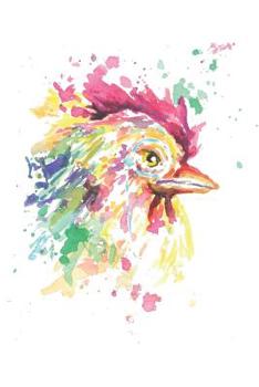 Paperback Journal: Watercolor Rooster Notebook 6 x 9 In, 120 Pages Book