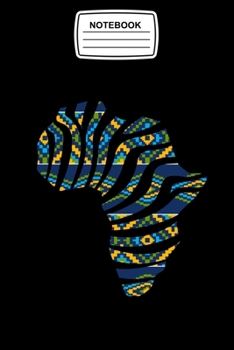 Notebook: Africa Map, Kente Pattern Blue Ghana Journal Notebook Blank Lined Ruled 6x9 120 Pages