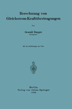 Paperback Berechnung Von Gleichstrom-Kraftübertragungen [German] Book