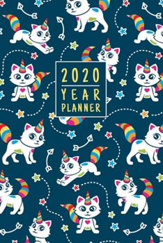 Paperback Caticorn Planner 2020. Cute Caticorn Pattern: Daily, Weekly & Monthly Calendar Diary Book