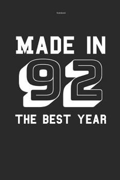 Paperback Notebook Made in 92 the Best Year Book