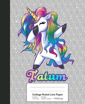 Paperback College Ruled Line Paper: TATUM Unicorn Rainbow Notebook Book