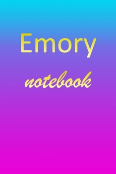 Emory: Blank Notebook | Wide Ruled Lined Paper Notepad | Writing Pad Practice Journal | Custom Personalized First Name Initial E Blue Purple Gold  | ... Homeschool & University Organizer Daybook