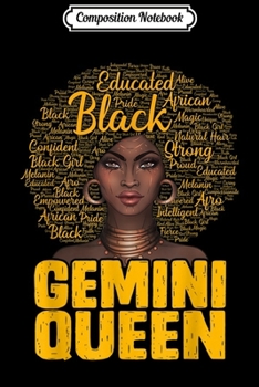 Composition Notebook: Gemini Queen Black Woman Afro Natural Hair African American  Journal/Notebook Blank Lined Ruled 6x9 100 Pages