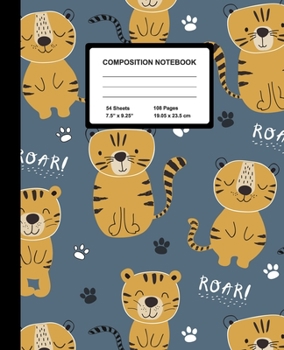 Paperback Composition Notebook: Cute Tiger - Wide Ruled Paper Journal - Blank Lined Workbook for Teens Kids Students Girls, for Home School & Writing Book