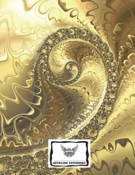 Reversed Cornell Note Paper Notebook Cornell Note-Taking System 8. 5x11 150 Page : Gold Fractal Cover Design