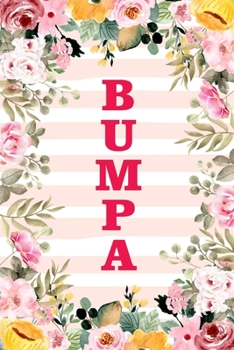 BUMPA: Family Relationship Word Calling Notebook, Cute Blank Lined Journal, Fam Name Writing Note (Pink Flower Floral Stripe Style)