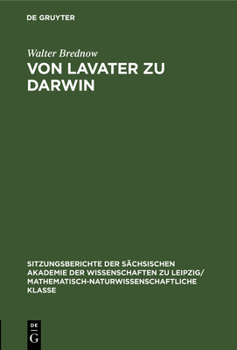 Hardcover Von Lavater Zu Darwin [German] Book