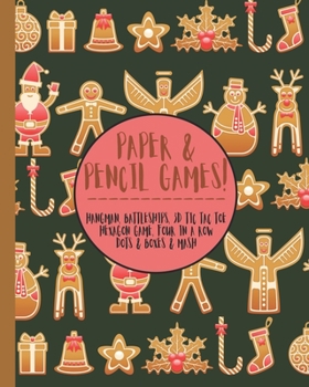 Paperback Paper & Pencil games!: Cute Christmas retro vintage santa gingerbread snowmen travel & activity game book with game instructions! Features 4 Book