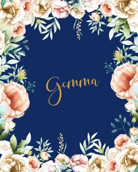 Gemma Dotted Journal: Personalized Notebook Creative Journaling Custom Name Dotted Bujo Notes Writing Journal Pretty Blue Watercolor Flowers Gift for Thankgiving Birthday Valentines Anniversary Day