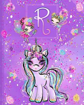 Paperback R: Unicorn Composition Notebook Wide Ruled Monogrammed Initial R Book