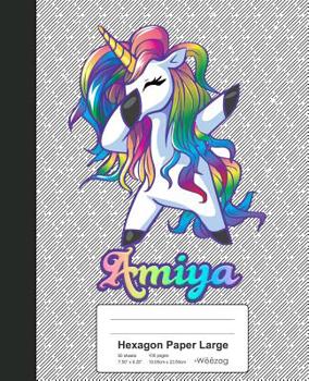 Paperback Hexagon Paper Large: AMIYA Unicorn Rainbow Notebook Book