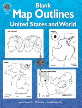 Paperback Blank Map Outlines, United States and World, Grades 3 - 6 Book