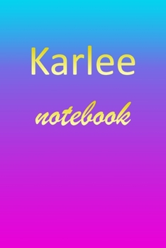 Karlee: Blank Notebook | Wide Ruled Lined Paper Notepad | Writing Pad Practice Journal | Custom Personalized First Name Initial K Blue Purple Gold  | ... Homeschool & University Organizer Daybook