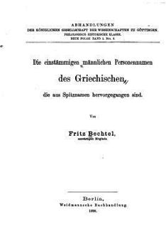 Paperback Die einstämmigen männlichen Personennamen des griechischen [German] Book