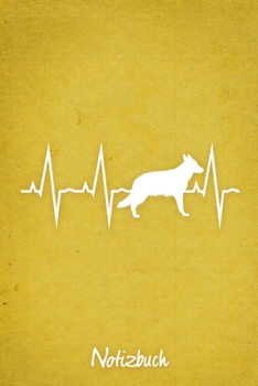 Notizbuch: Gelbes Punktraster Deutscher Schäferhund Herzschlag Hunde Notizheft ca DIN A5 weiß punktiert 110 Seiten (German Edition)
