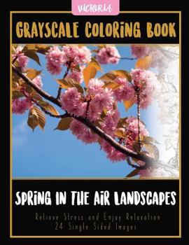 Paperback Spring In The Air Landscapes: Grayscale Coloring Book Relieve Stress and Enjoy Relaxation 24 Single Sided Images Book