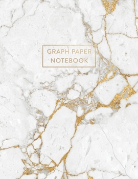 Paperback Graph Paper Notebook: White Grey Marble and Gold - 8.5 x 11 - 5 x 5 Squares per inch - 100 Quad Ruled Pages - Cute Graph Paper Composition N Book