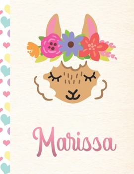 Marissa: Personalized Llama Journal For Girls - 8.5x11 110 Pages Notebook/Diary With Pink Name