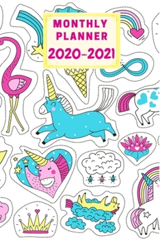 Monthly Planner 2020-2021: cut unicorn planner/calendar 2020 sloth  Monthly Pocket Planner, Calendar & Schedule Agenda, planner Gifts For Women, Men, ... And Adults (6" x 9") , 2020 planner unicorn