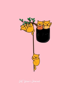 Cat Lovers Journal: Cat Reading Book Sleep Swing Tree Cute Animal Christmas Gift - Pink Ruled Lined Notebook - Diary, Writing, Notes, Gratitude, Goal Journal - 6x9 120 pages