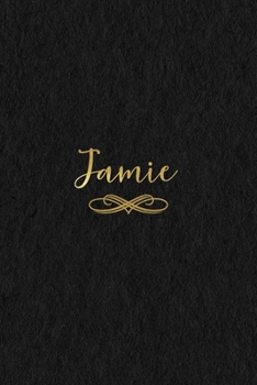 Jamie: Personalized Journal to Write In Black Gold Custom Name Line Notebook