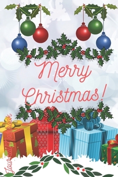 Merry Christmas Journal Notebook: White Cover with Images of Gift Boxes