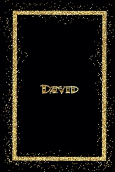 David: Name David Monogram Notebook - 120 Pages - Size 6x9, Soft Cover, Matte Finish- Gold Confetti Glitter Monogram Blank Lined Note Book, Writing Pad, Journal or Diary Kids, Girls Men & Women