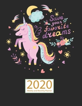 Paperback Unicorn 2020 Planner Weekly and Monthly: Jan 1, 2020 to Dec 31, 2020: Weekly & Monthly Planner + Calendar Views - Inspirational Quotes and Watercolor Book