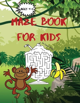 Paperback Maze Book for Kids - Ages +4 Develops Attention, Concentration, Logic and Problem Solving Skills. Solve then Color Book