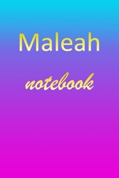 Maleah: Blank Notebook | Wide Ruled Lined Paper Notepad | Writing Pad Practice Journal | Custom Personalized First Name Initial M Blue Purple Gold  | ... Homeschool & University Organizer Daybook