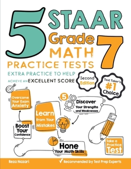 Paperback 5 STAAR Grade 7 Math Practice Tests: Extra Practice to Help Achieve an Excellent Score Book