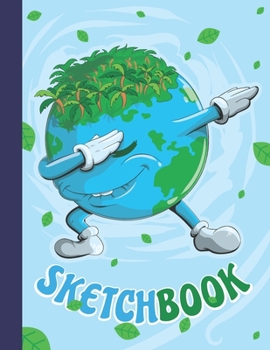 Paperback Sketchbook: Cute Blank Notebook for Sketching and Picture Space with Beautiful Dabbing Earth with Tropical Palm Trees, Unlined Pap Book