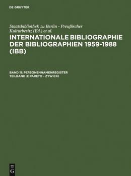 Hardcover Internationale Bibliographie der Bibliographien 1959-1988 (IBB)/International Bibliography of Bibliographies 1959-1988 (IBB): Index of Personal Names (German and English Edition) [German] Book