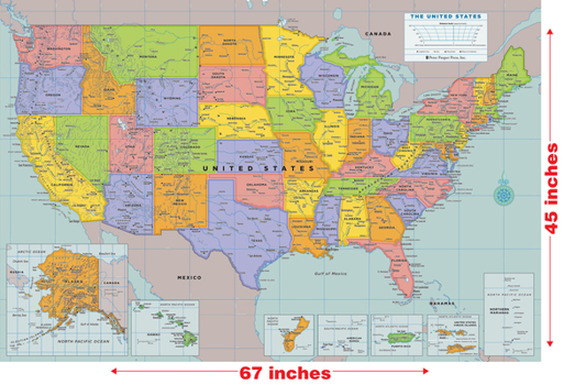 Misc. Laminated USA Wall Map (67'' W X 45'' H) Book